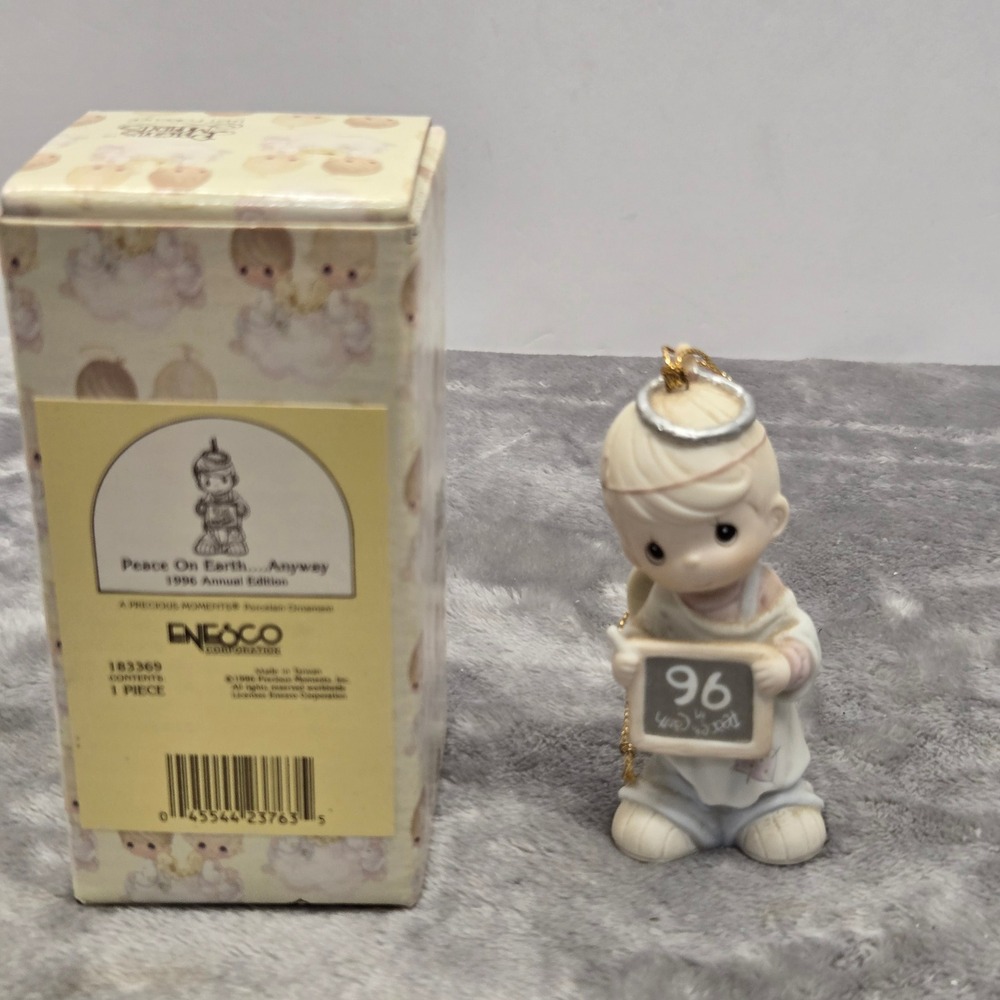 Precious Moments 1996 Annual Edition Peace On Earth Anyway Ornament 183369 Box